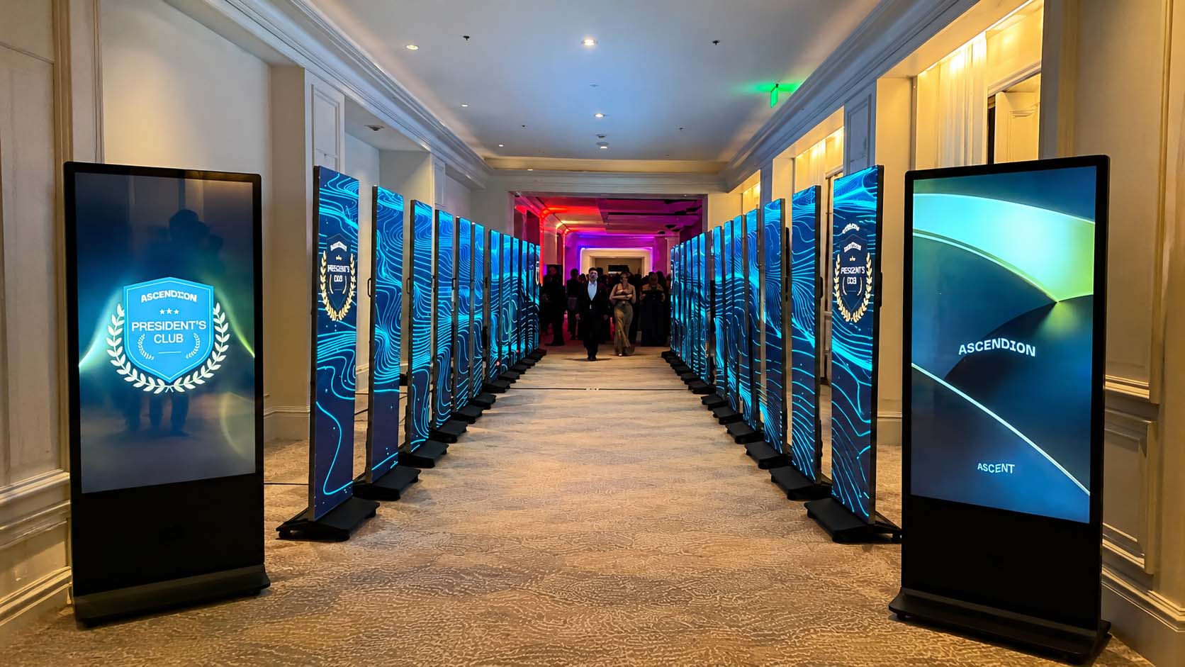 USA Hotel Luxury Hospitality Event: 36-Unit Synchronized Digital Corridor View 1